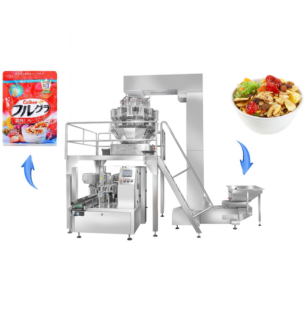 Cereals Gusset Pouch Granular Bag Packing Machine Pre-made Pouch Fill Seal Machine