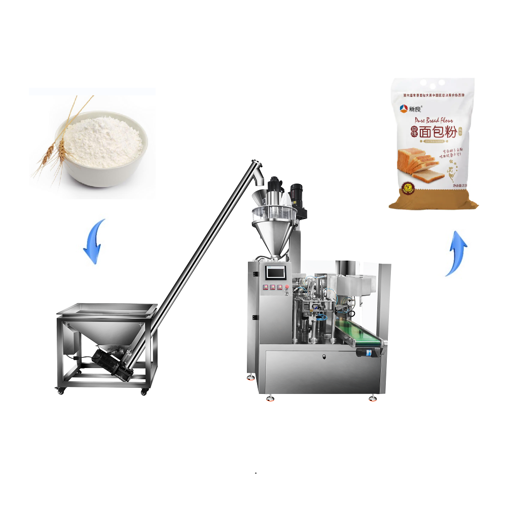 Three-sided Seal Auger Filling Baking Flour Powder Bag Packing Machine 