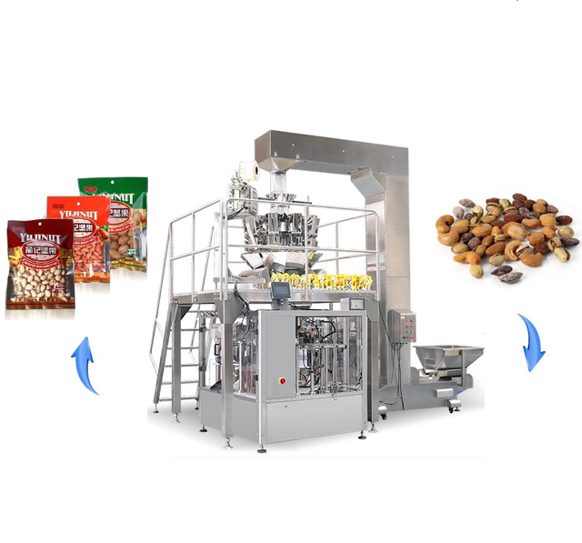 High Packing Accuracy Bag Giving Packing Machine for Nuts with Multihead Weigher 